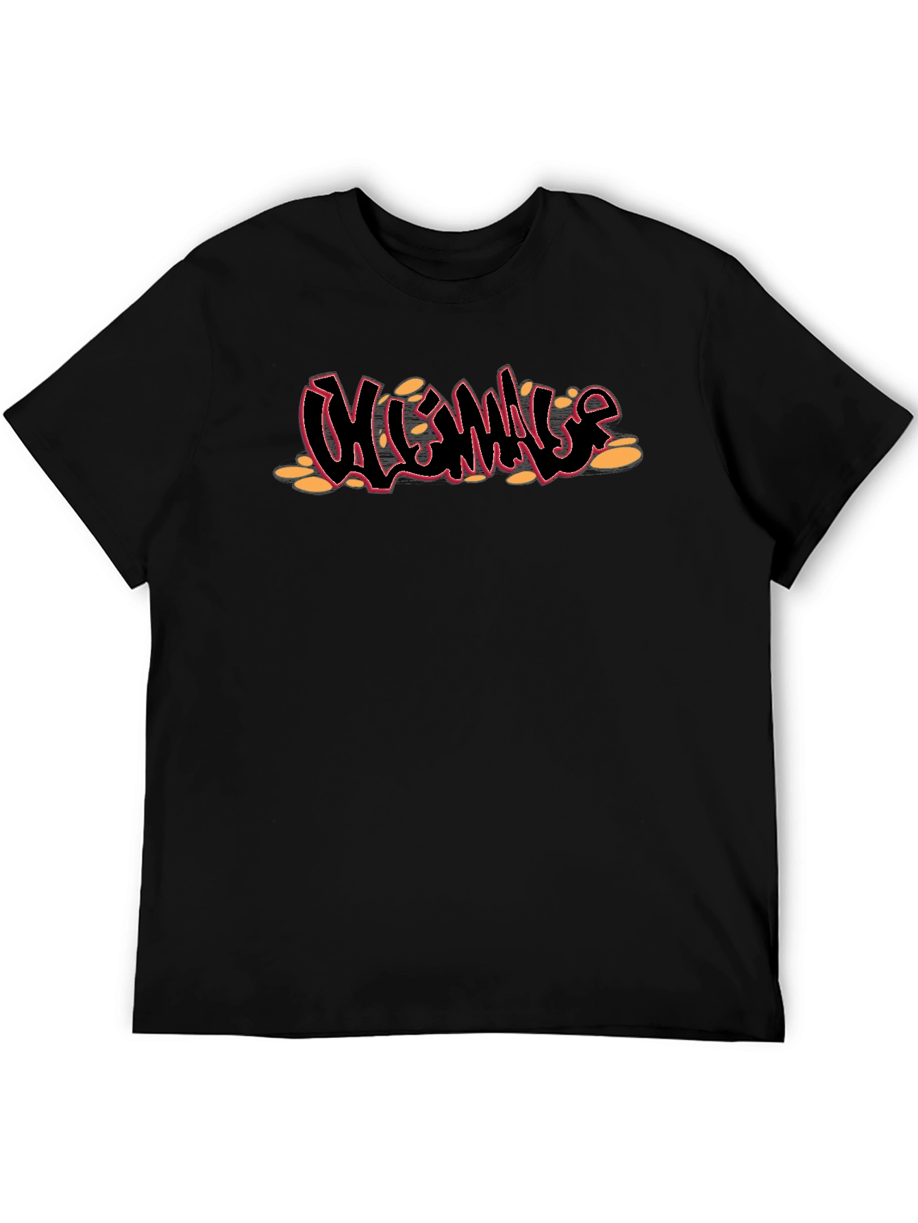 Black T-Shirt with Graffiti Style Design