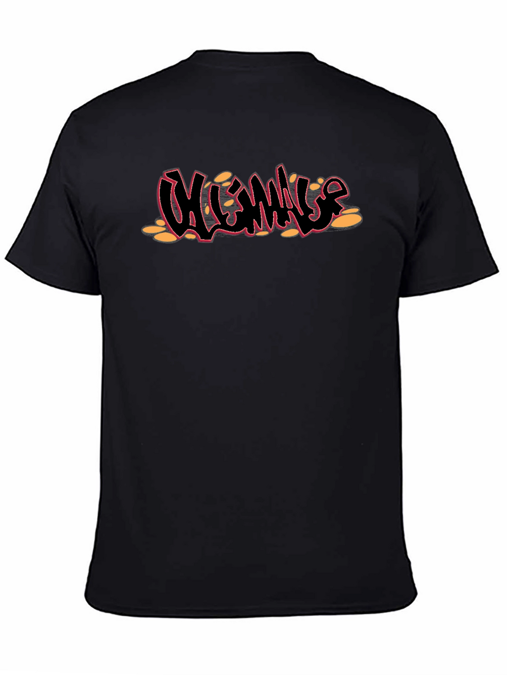 Black T-Shirt with Graffiti Style Design