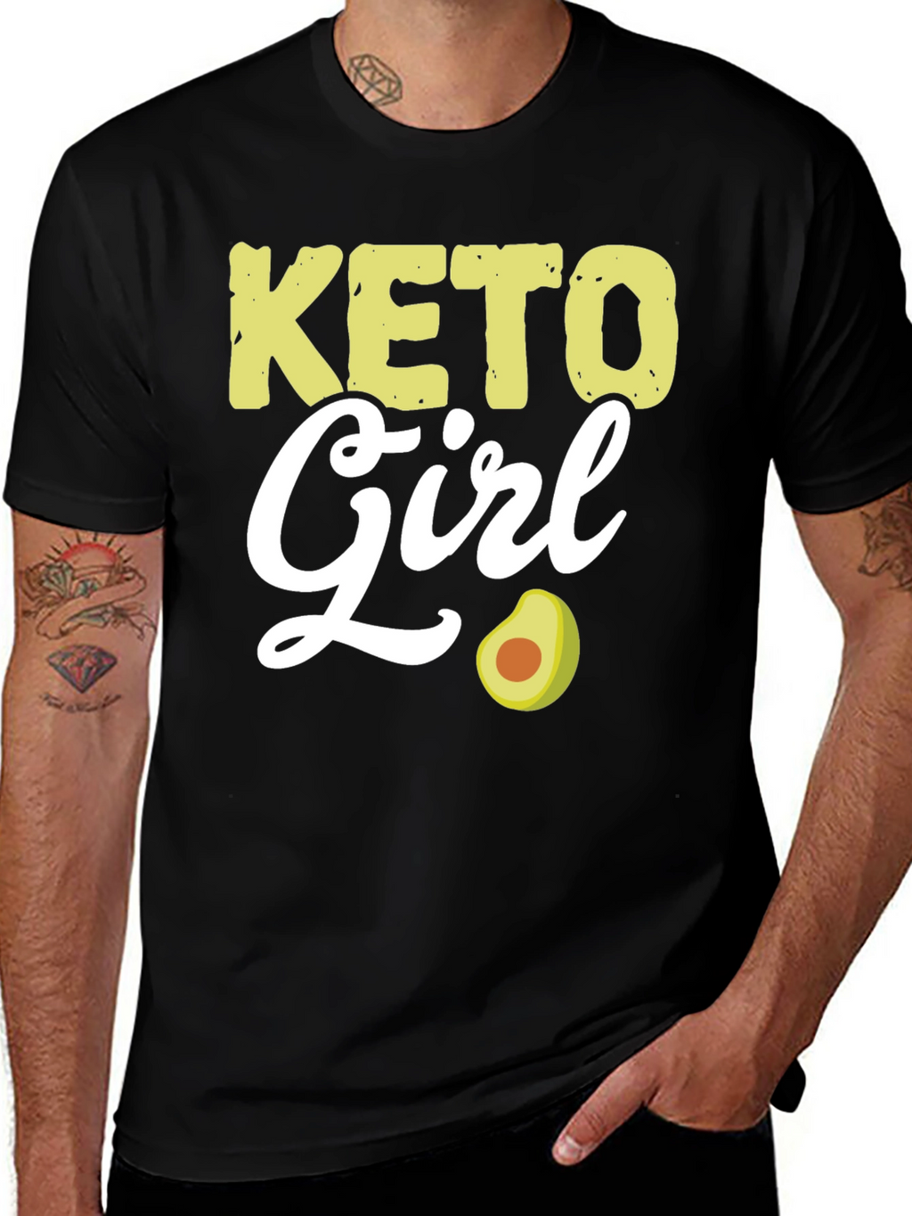 Keto Girl Avocado Graphic Tee - Black