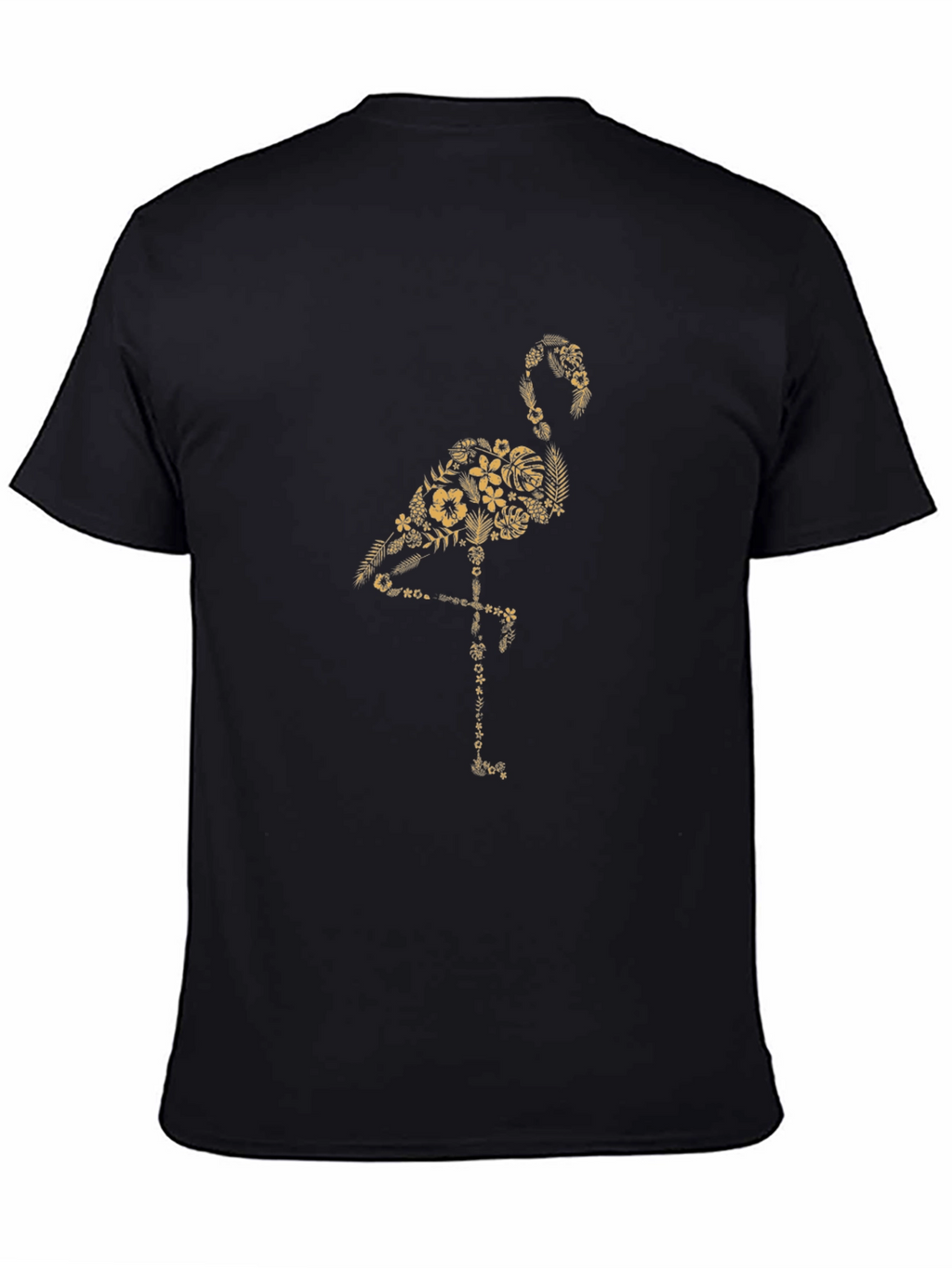 Floral Flamingo Graphic Black T-Shirt