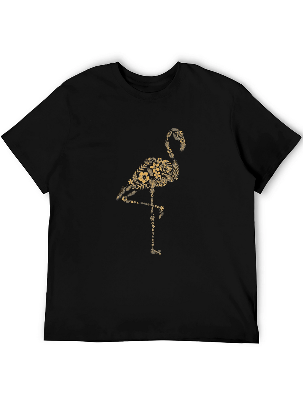 Floral Flamingo Graphic Black T-Shirt