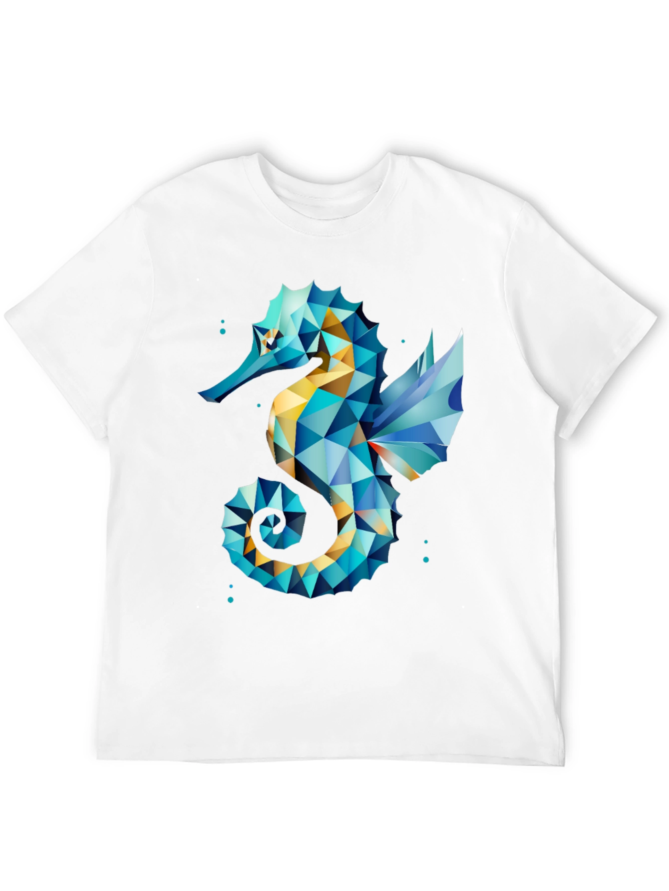 Geometric Seahorse Graphic Tee - Black