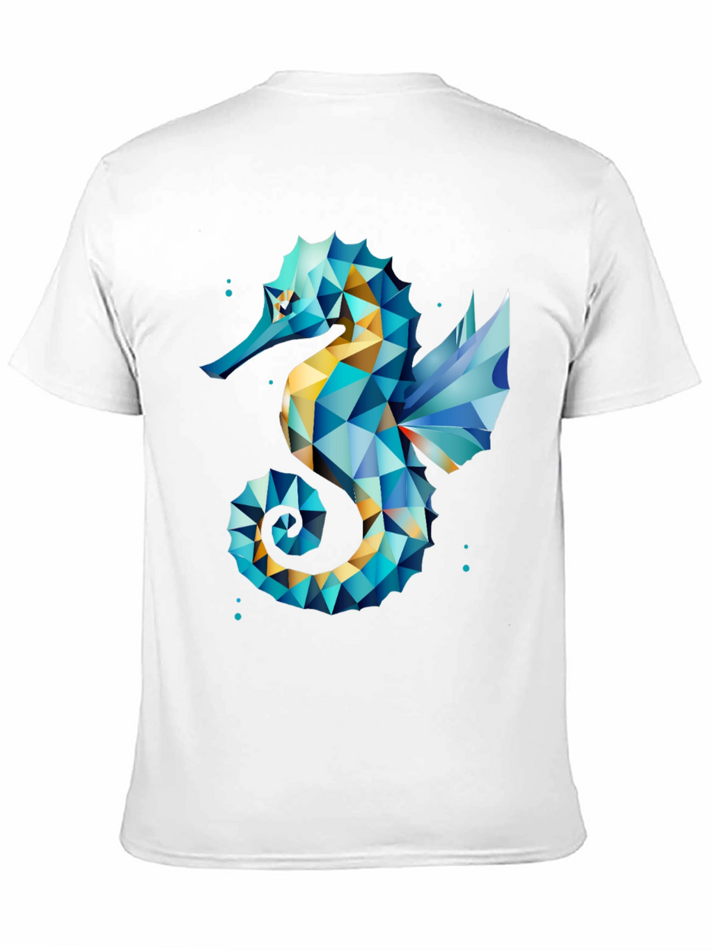 Geometric Seahorse Graphic Tee - Black