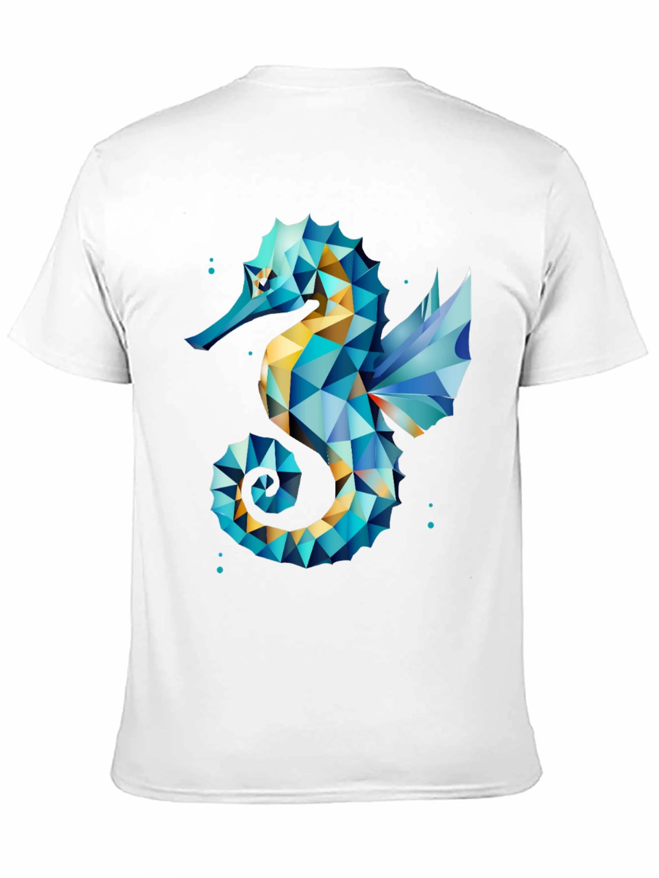 Geometric Seahorse Graphic Tee - Black