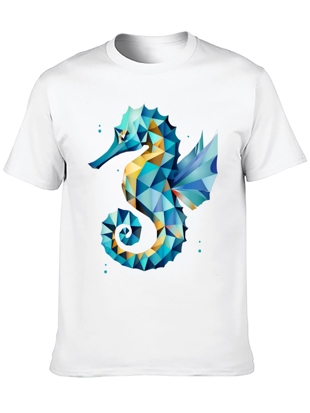 Geometric Seahorse Graphic Tee - Black