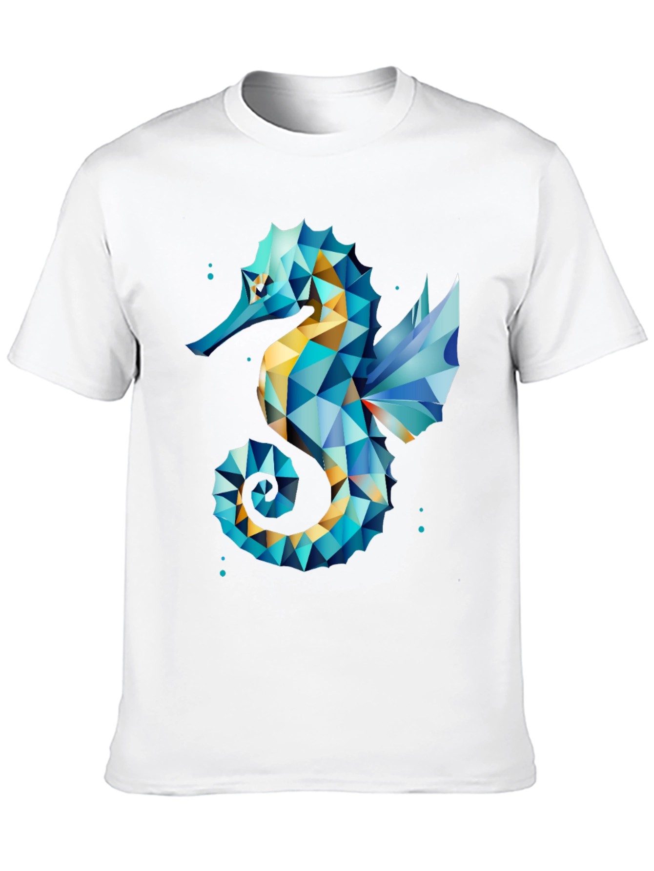 Geometric Seahorse Graphic Tee - Black