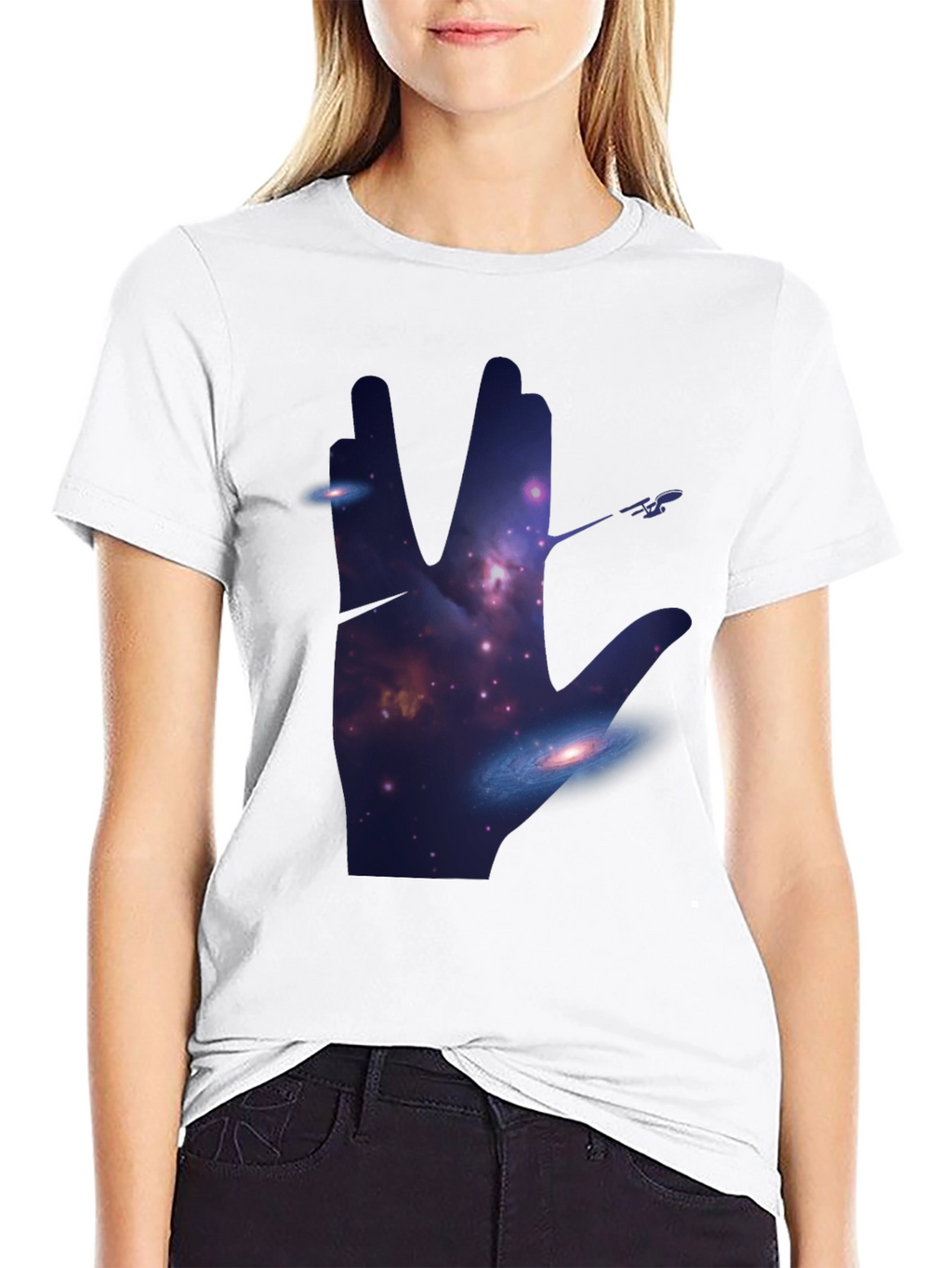 Star Trek Vulcan Salute Galaxy T-Shirt
