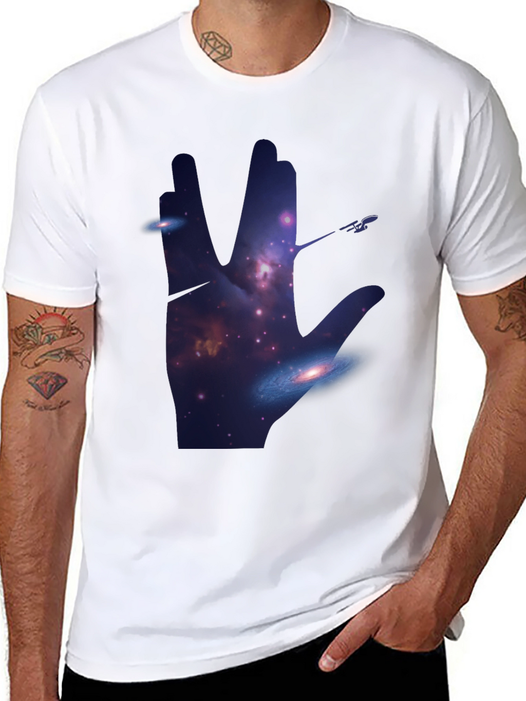 Star Trek Vulcan Salute Galaxy T-Shirt