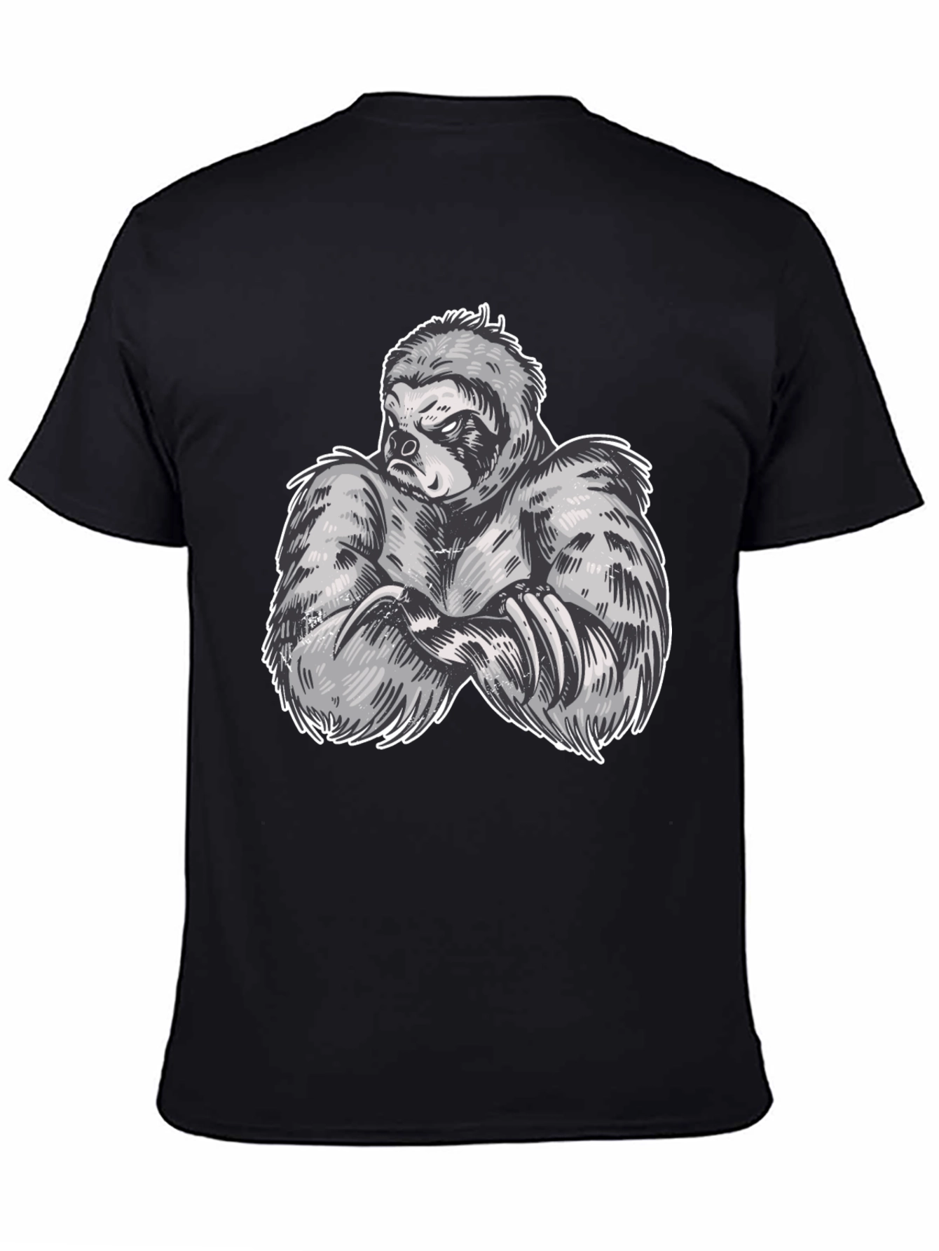 Sloth Muscle Graphic Black T-Shirt