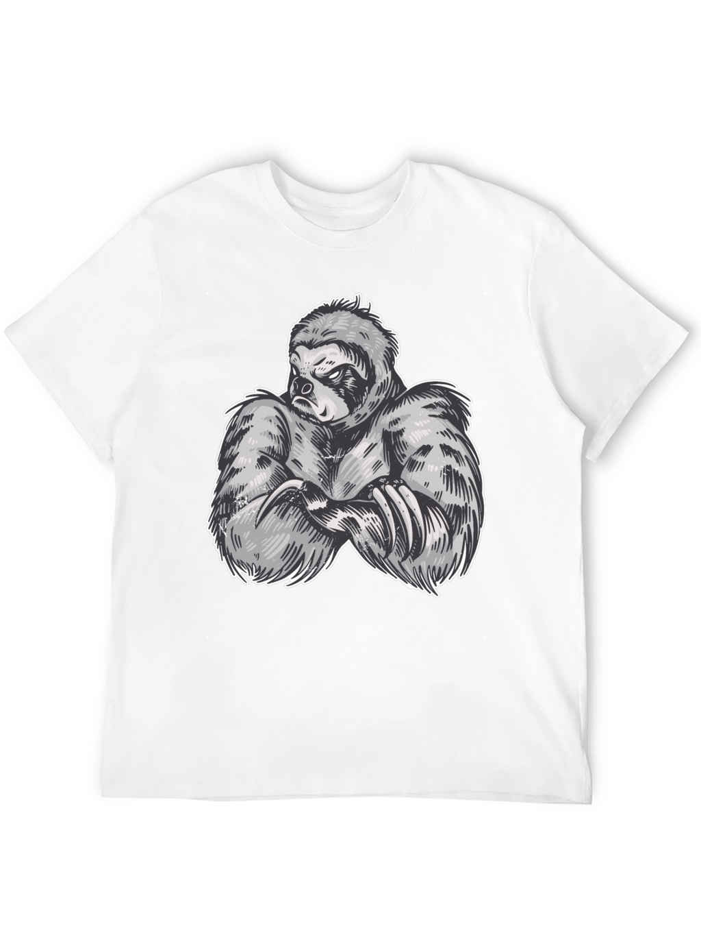 Sloth Muscle Graphic Black T-Shirt