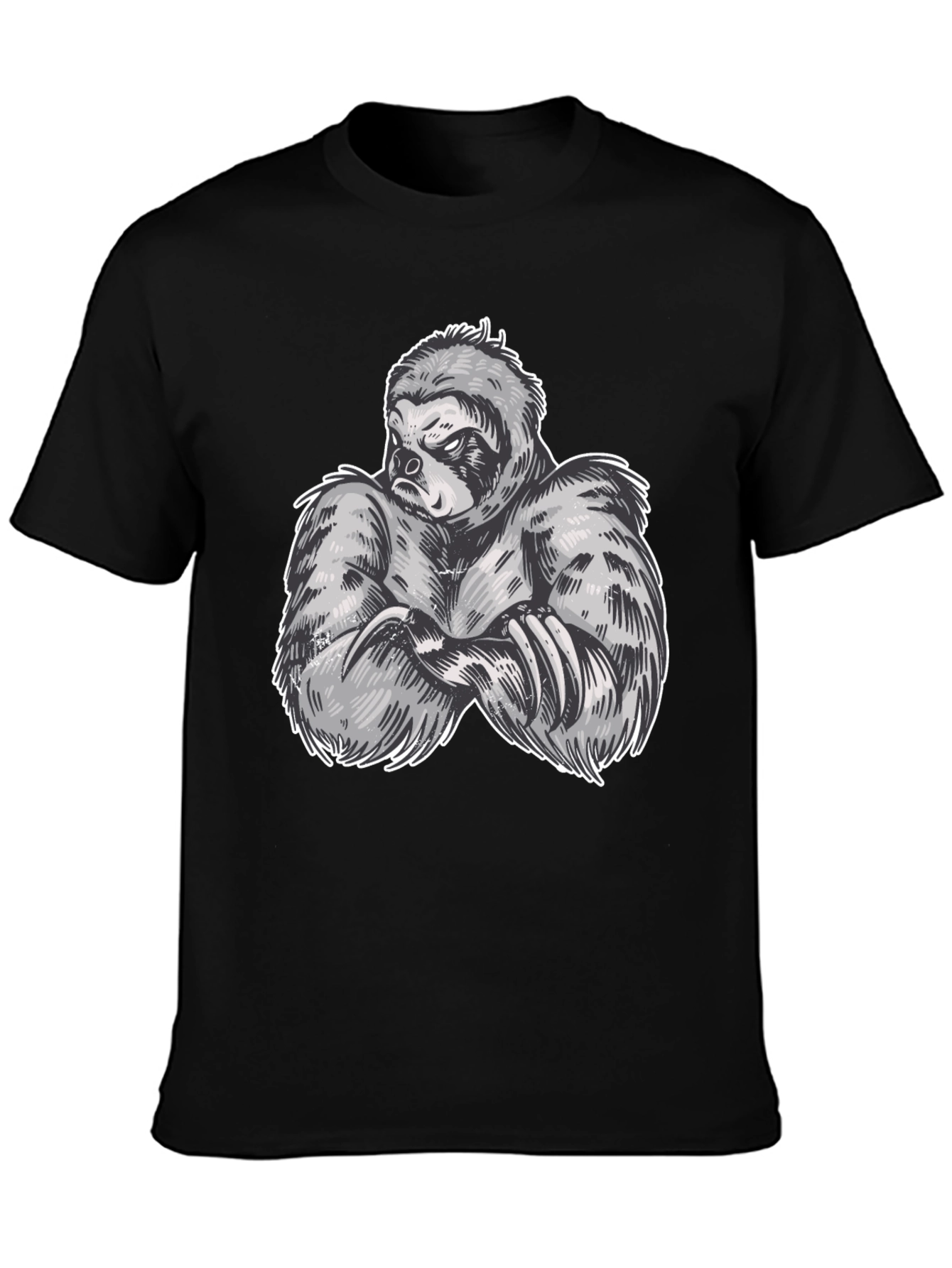 Sloth Muscle Graphic Black T-Shirt
