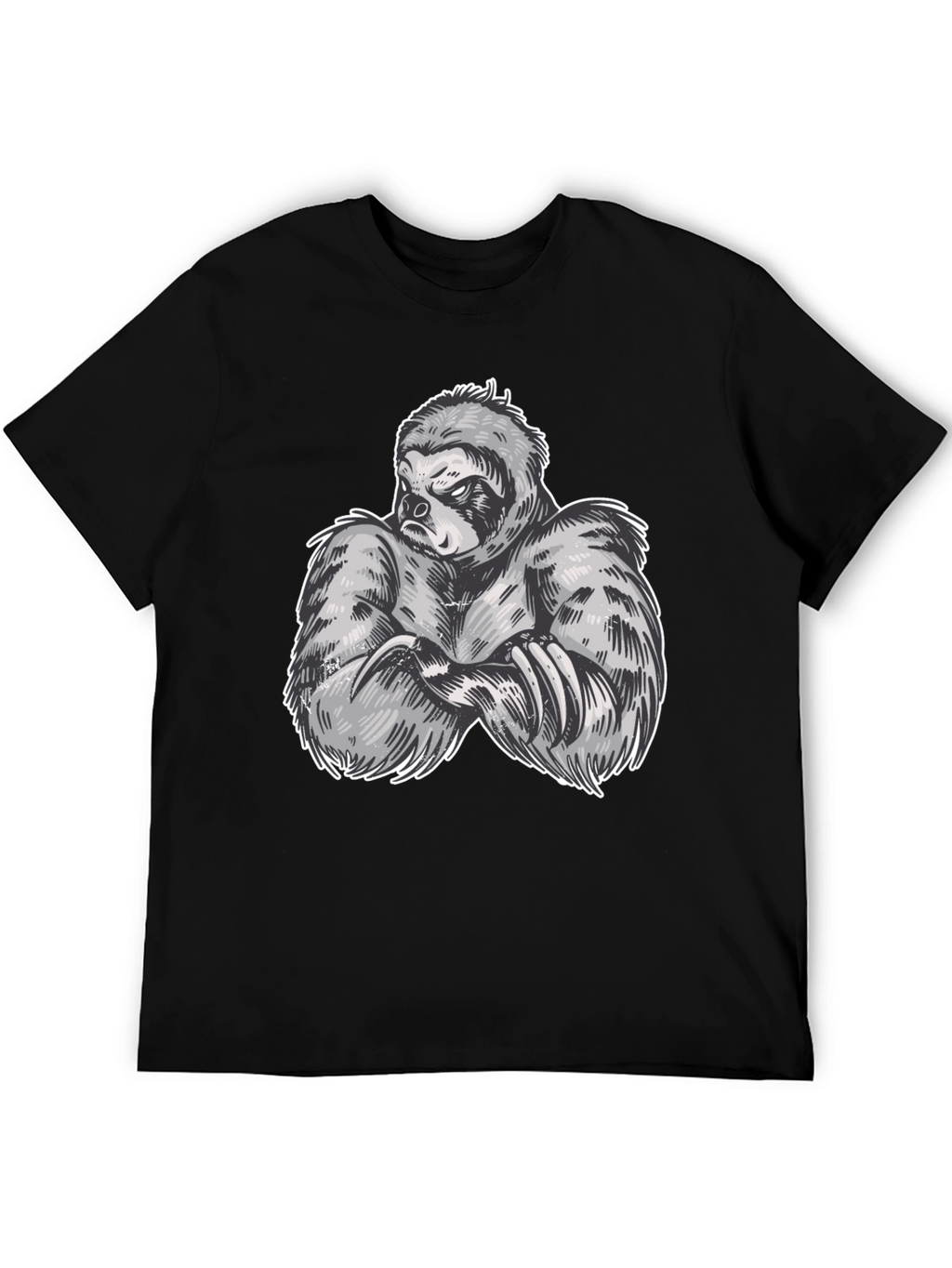 Sloth Muscle Graphic Black T-Shirt