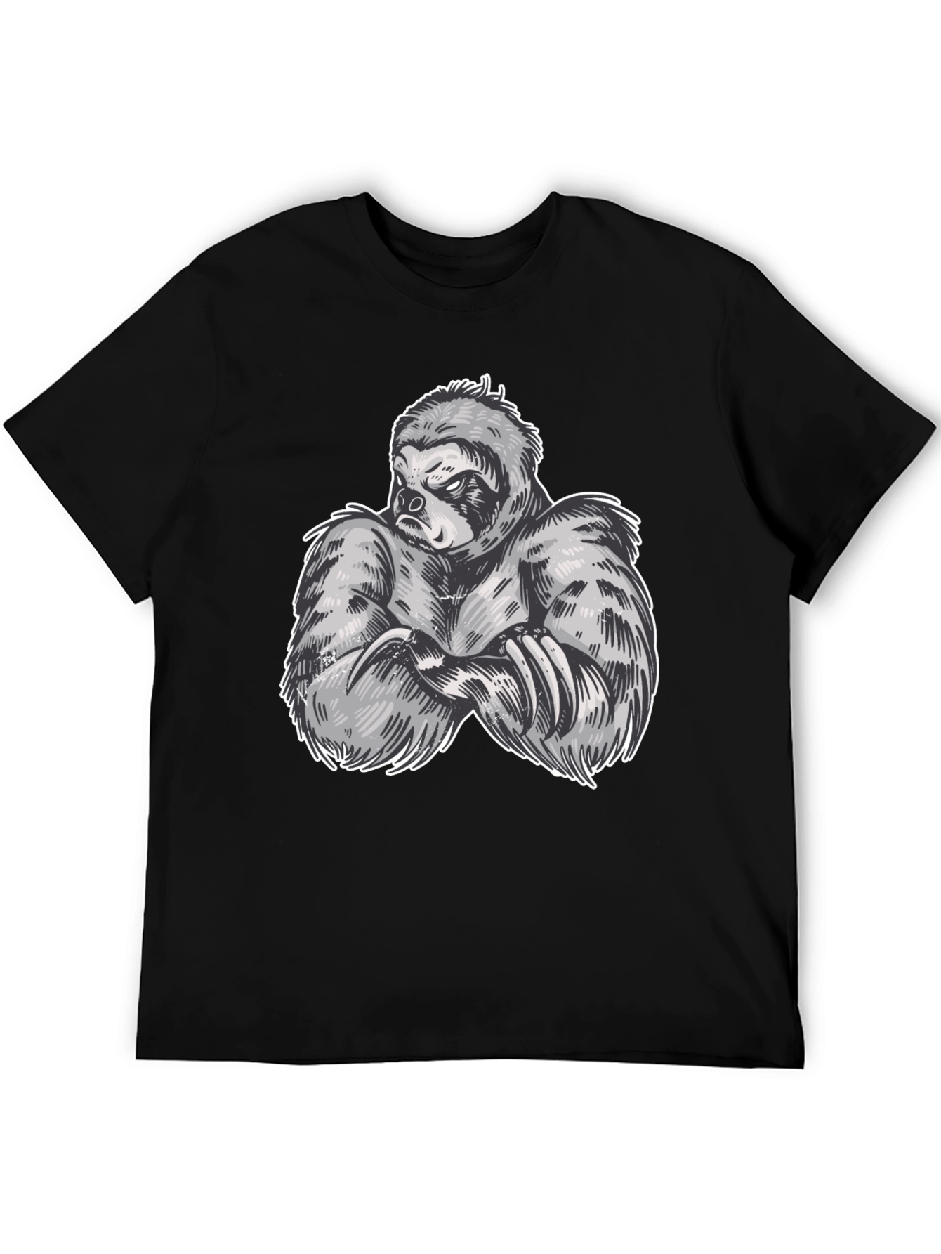 Sloth Muscle Graphic Black T-Shirt