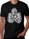 Sloth Muscle Graphic Black T-Shirt