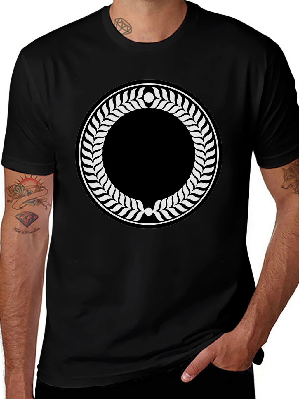 Laurel Wreath Graphic Black T-Shirt