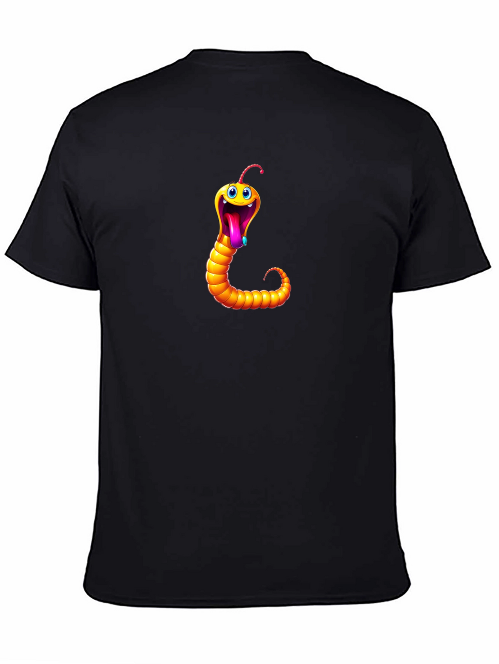 Funny Worm Graphic Tee - Black Cotton T-Shirt