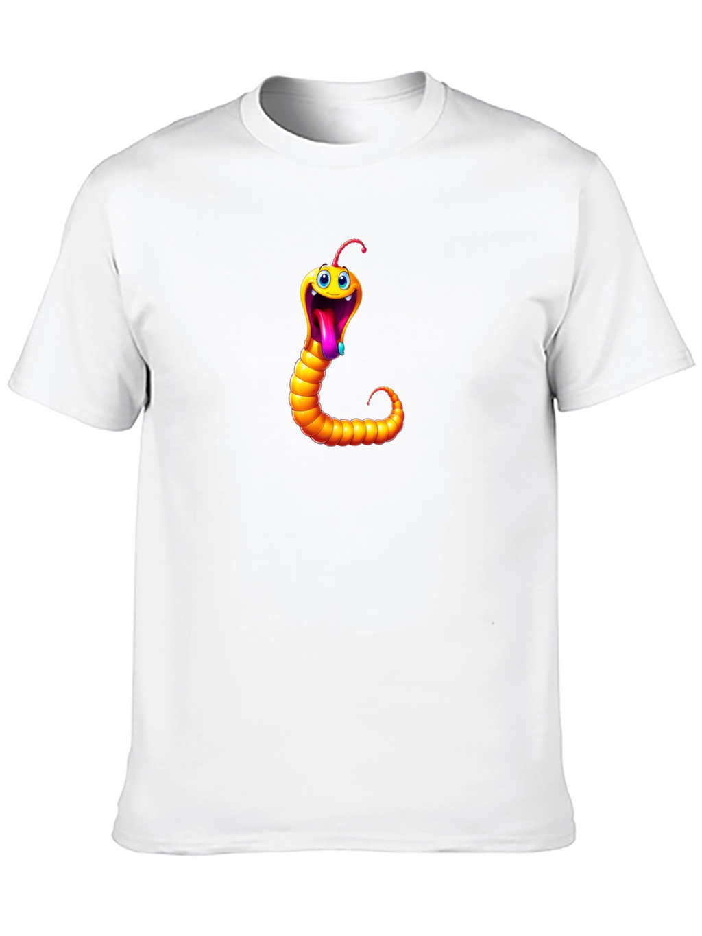Funny Worm Graphic Tee - Black Cotton T-Shirt