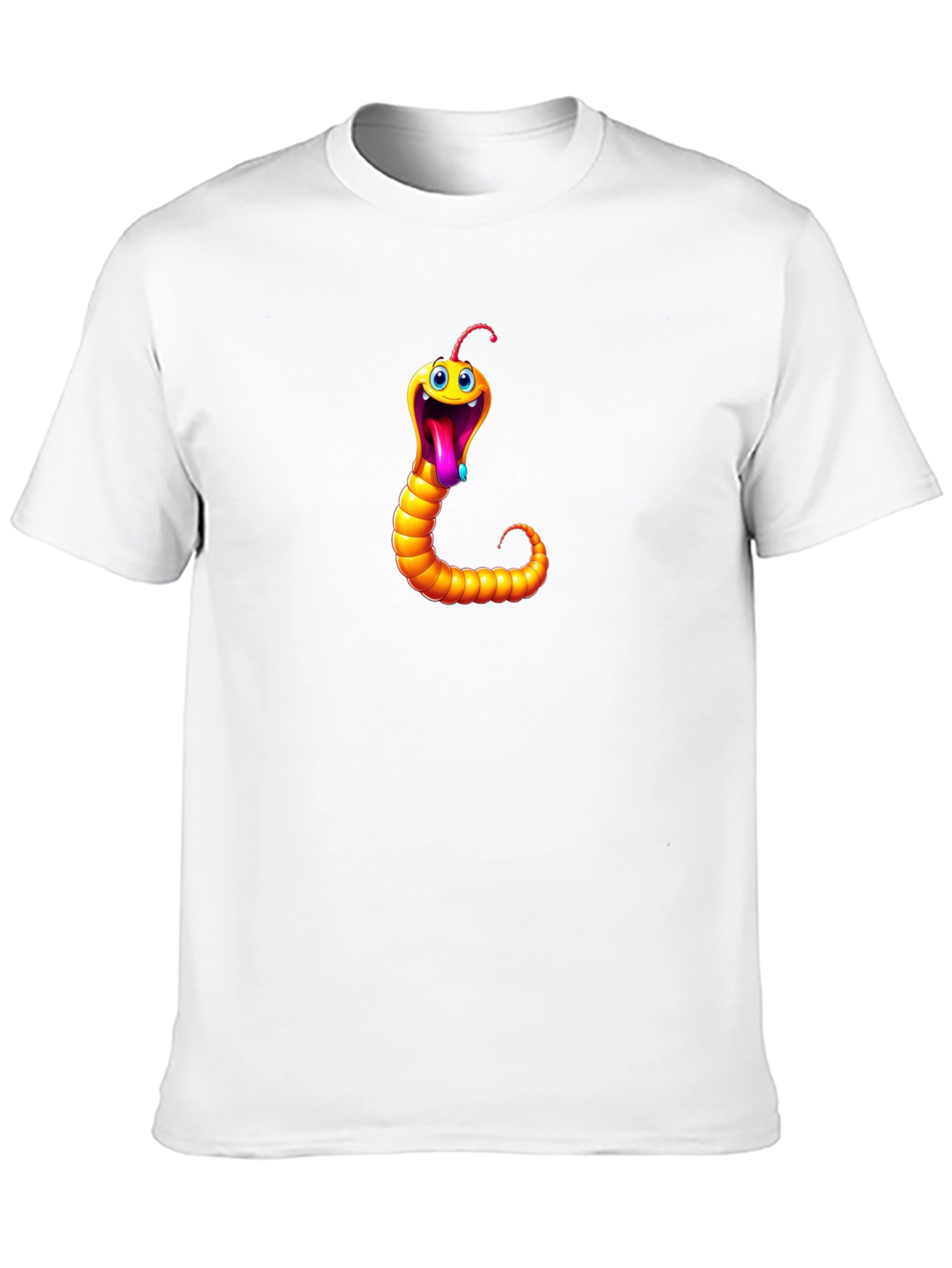 Funny Worm Graphic Tee - Black Cotton T-Shirt