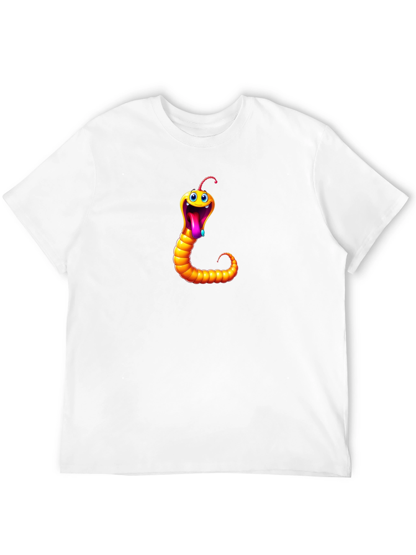Funny Worm Graphic Tee - Black Cotton T-Shirt