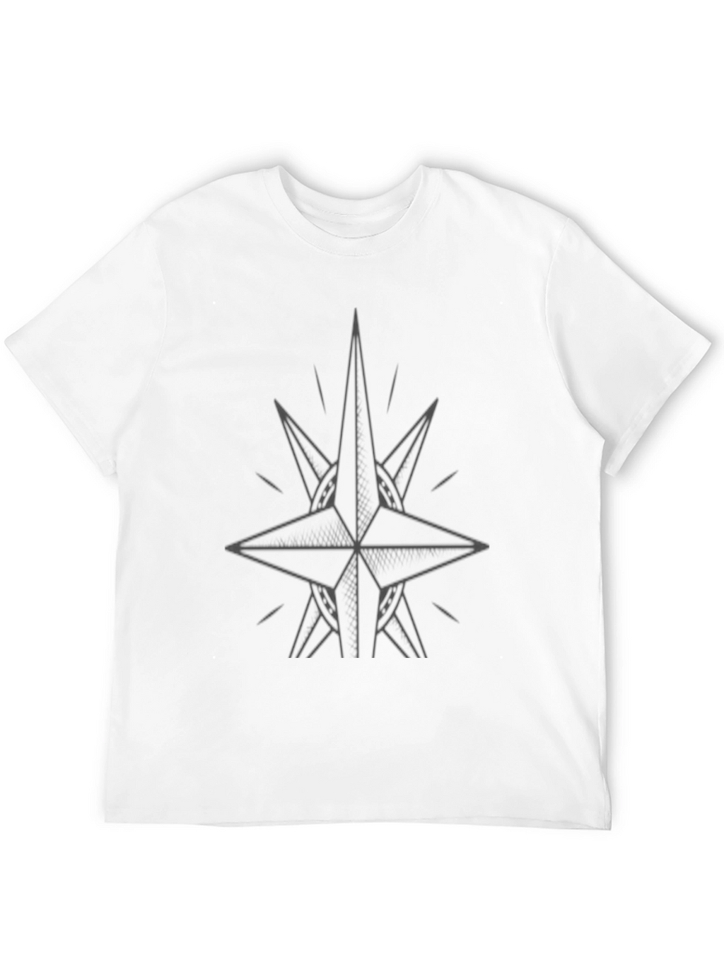 Mens Black Graphic Tee - Compass Star Design