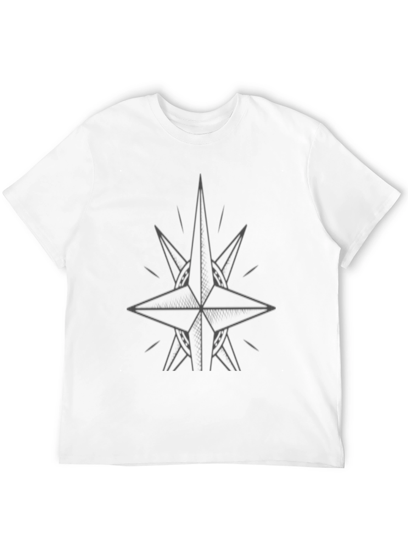 Mens Black Graphic Tee - Compass Star Design