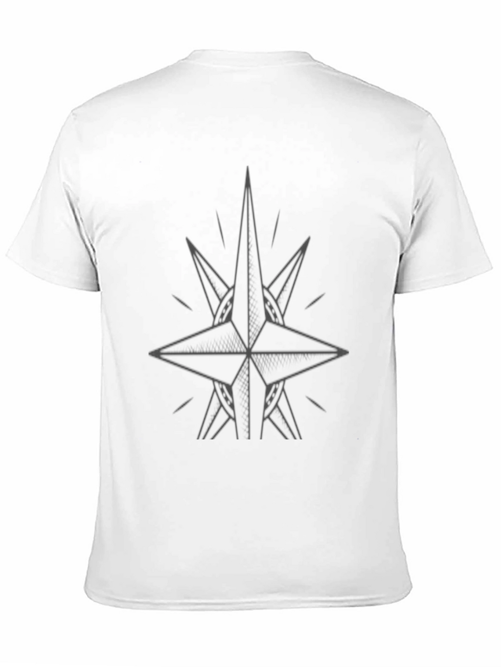 Mens Black Graphic Tee - Compass Star Design