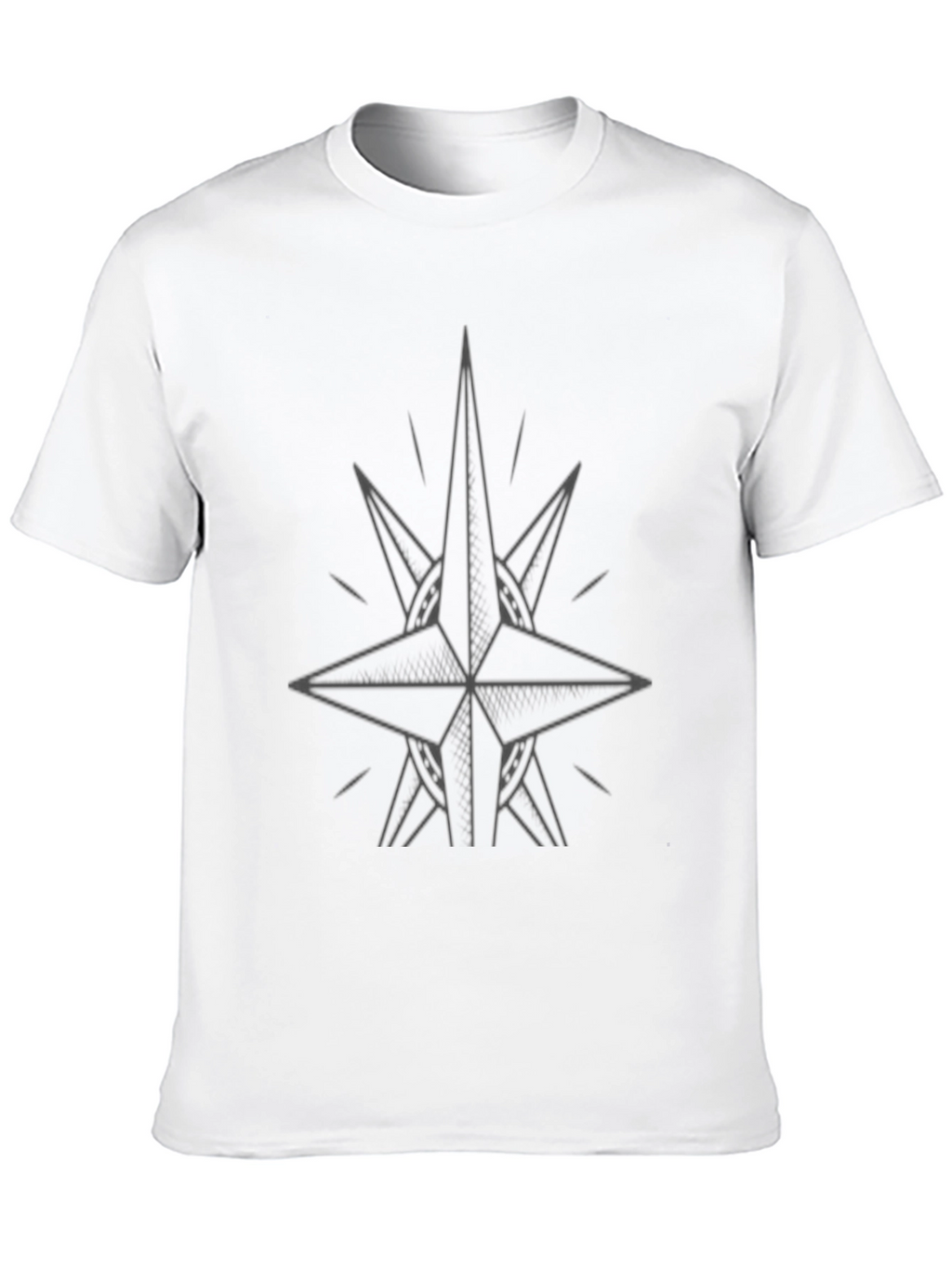 Mens Black Graphic Tee - Compass Star Design