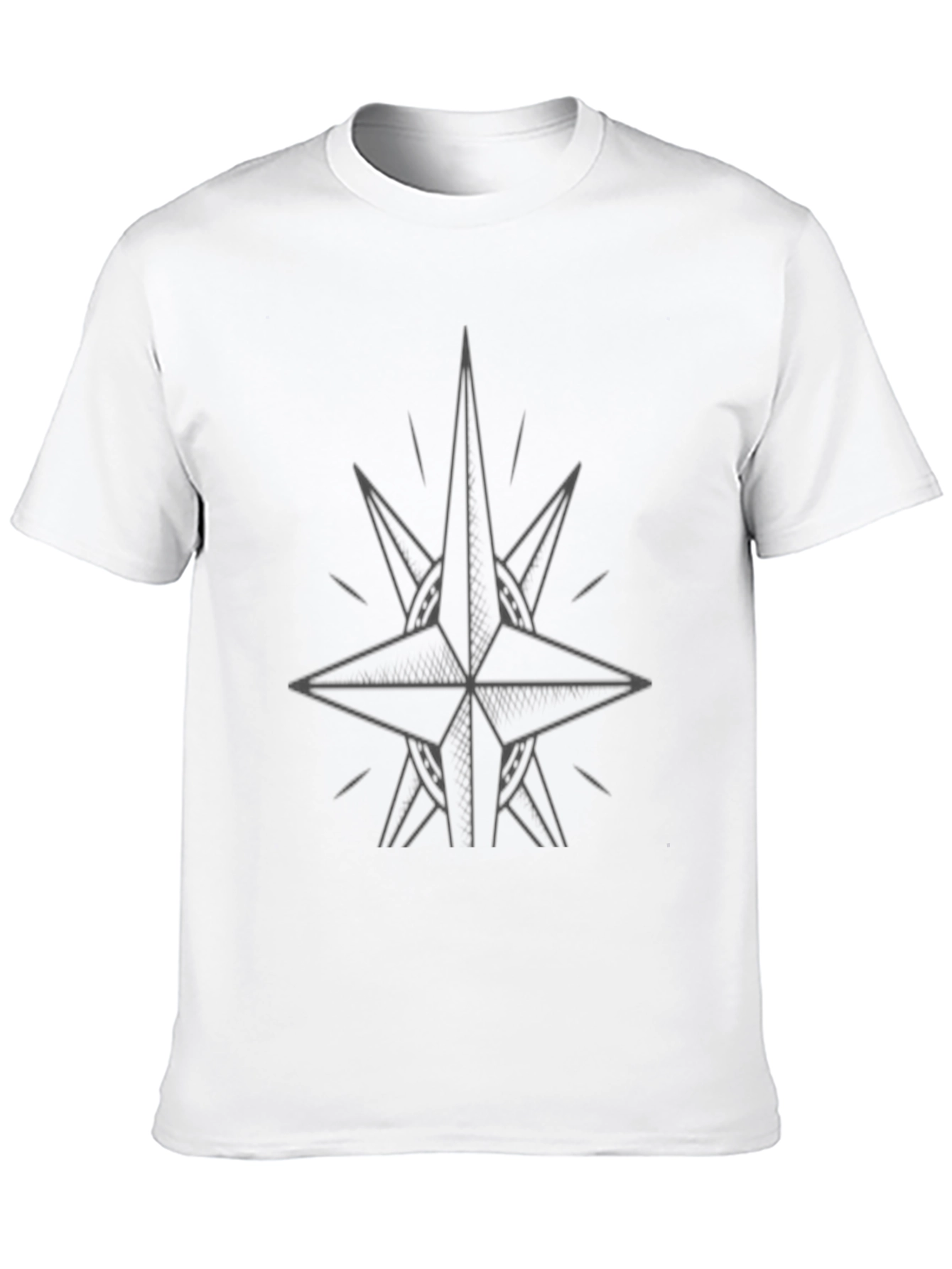 Mens Black Graphic Tee - Compass Star Design