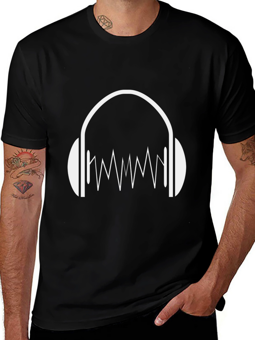 Headphone Soundwave Graphic Tee - Black