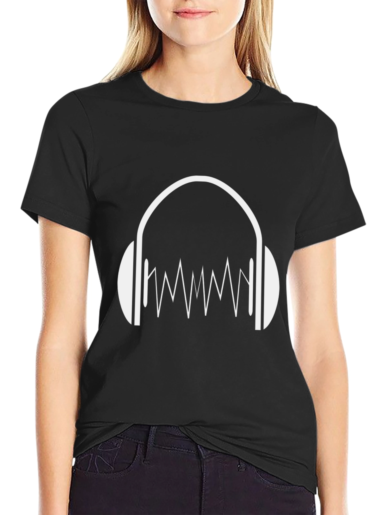 Headphone Soundwave Graphic Tee - Black