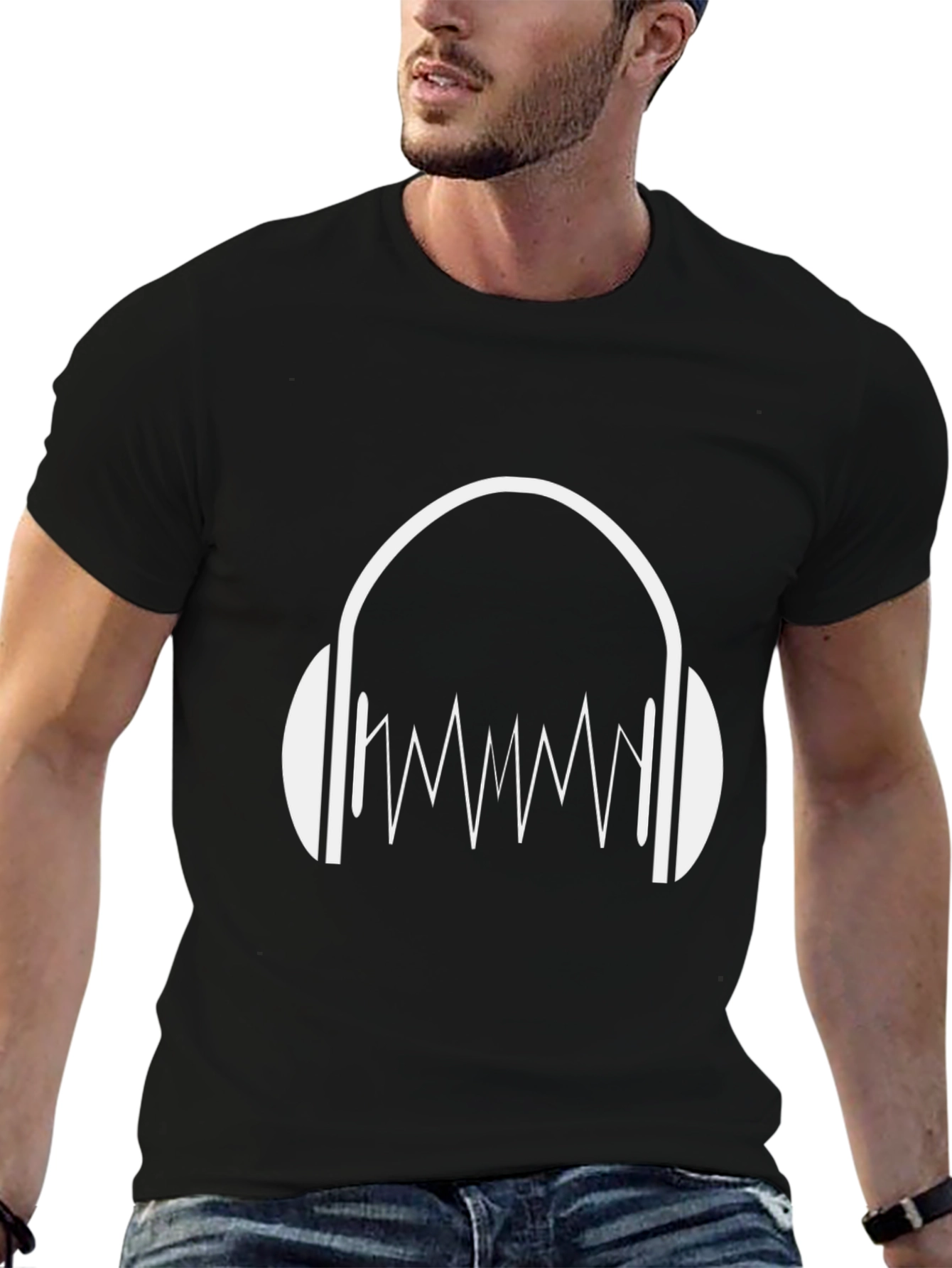 Headphone Soundwave Graphic Tee - Black