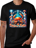 Cancer Zodiac T-Shirt: Crab & Mushroom Design