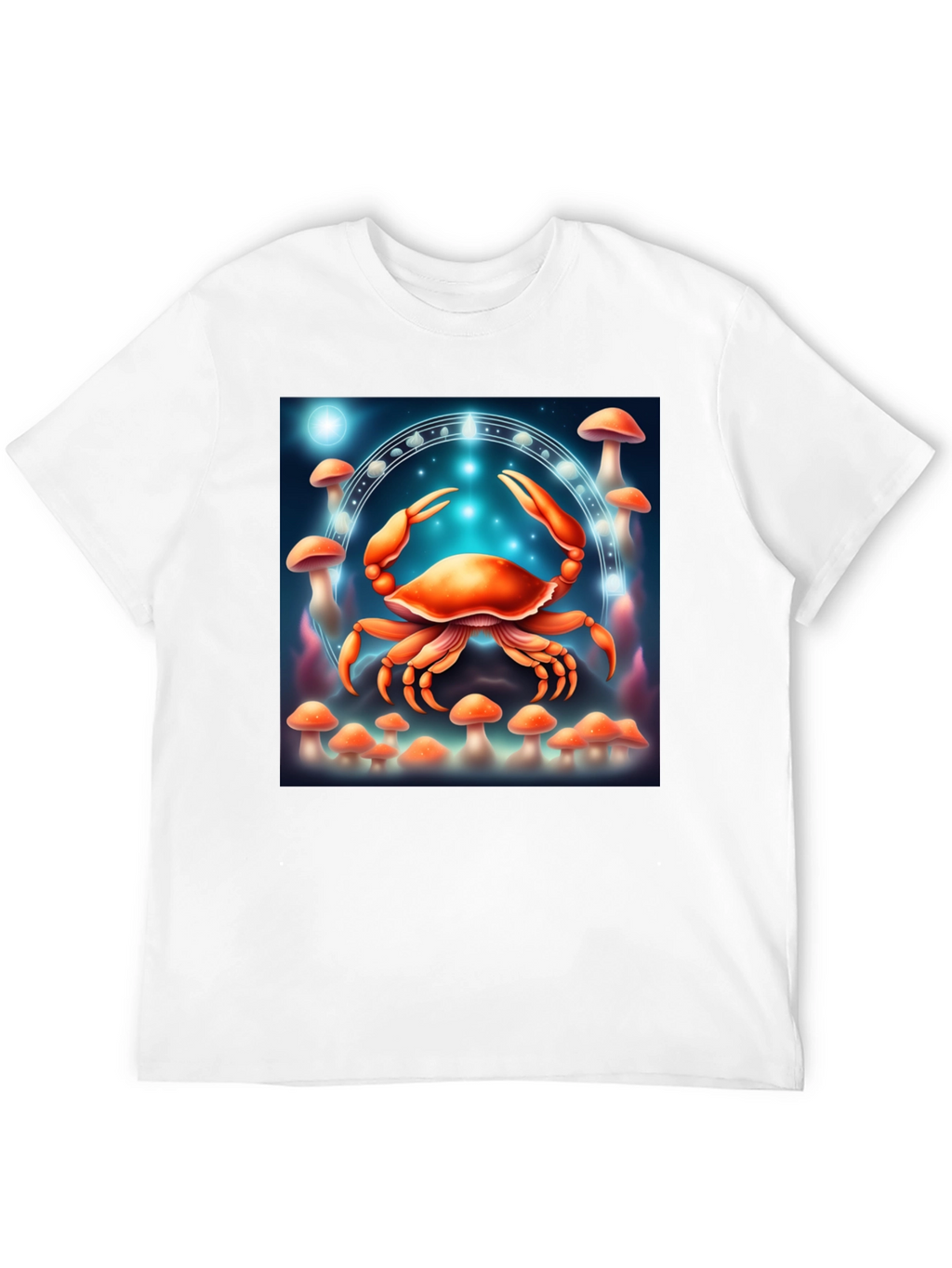 Cancer Zodiac T-Shirt: Crab & Mushroom Design