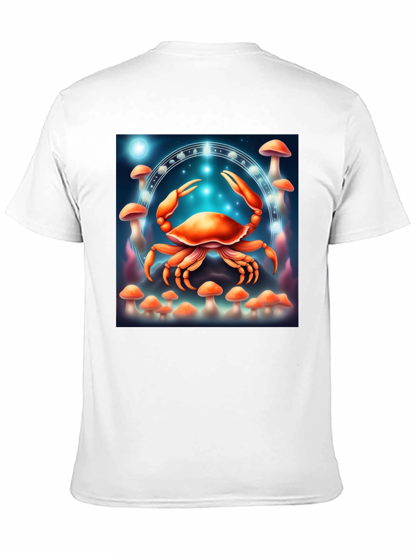 Cancer Zodiac T-Shirt: Crab & Mushroom Design