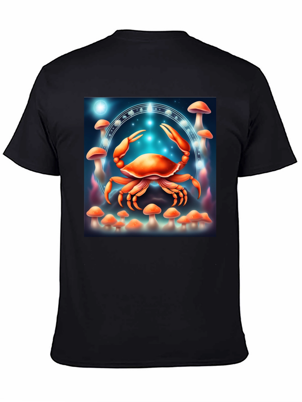 Cancer Zodiac T-Shirt: Crab & Mushroom Design