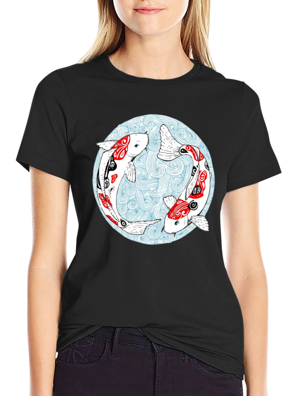 Koi Fish Graphic T-Shirt - Yin Yang Design
