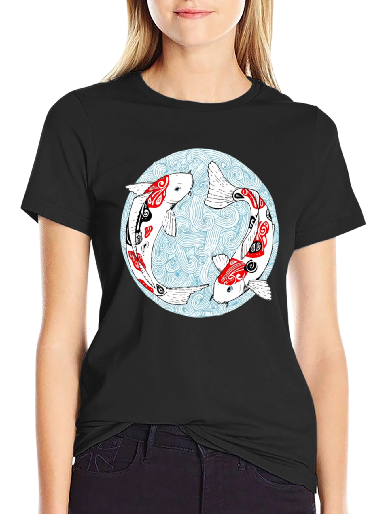 Koi Fish Graphic T-Shirt - Yin Yang Design