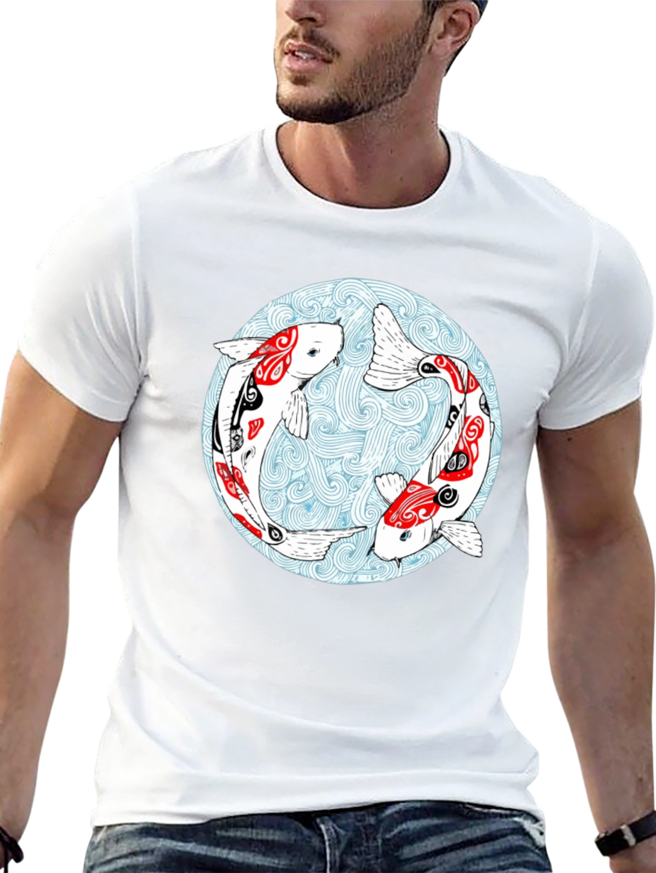 Koi Fish Graphic T-Shirt - Yin Yang Design