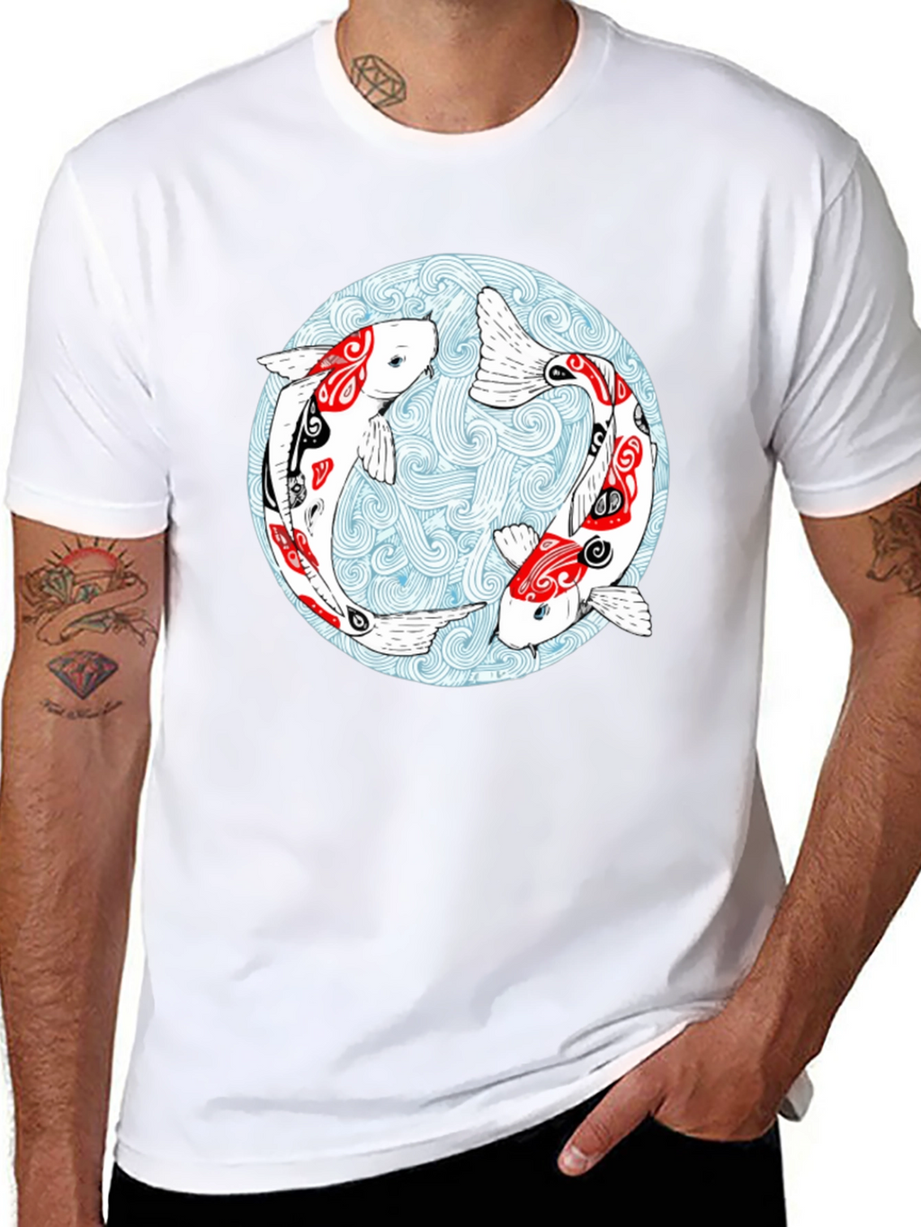 Koi Fish Graphic T-Shirt - Yin Yang Design
