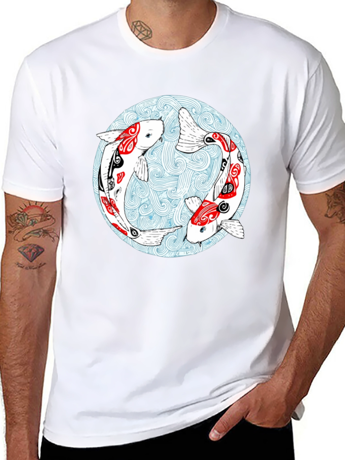 Koi Fish Graphic T-Shirt - Yin Yang Design