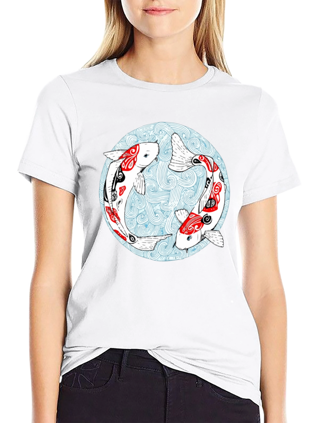 Koi Fish Graphic T-Shirt - Yin Yang Design