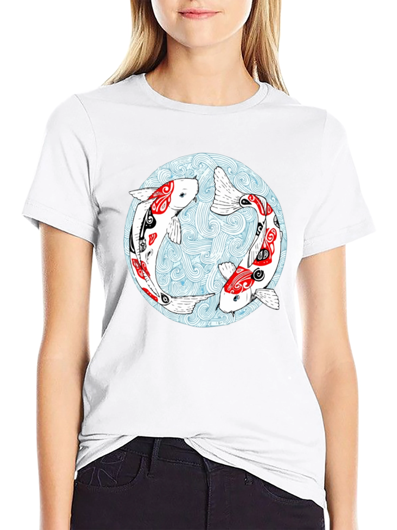 Koi Fish Graphic T-Shirt - Yin Yang Design