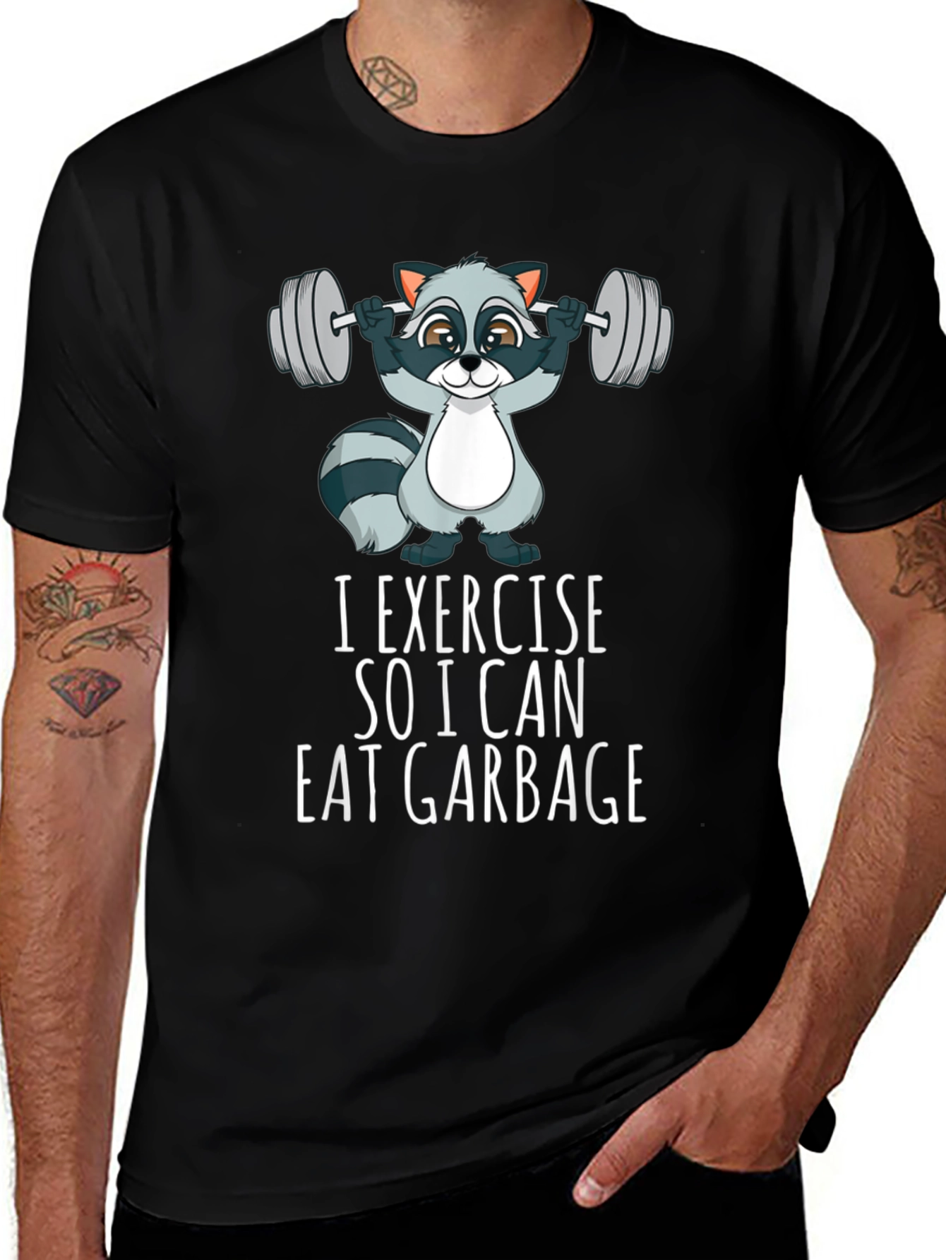 I Exercise to Eat Garbage T-Shirt Funny Workout Tee
