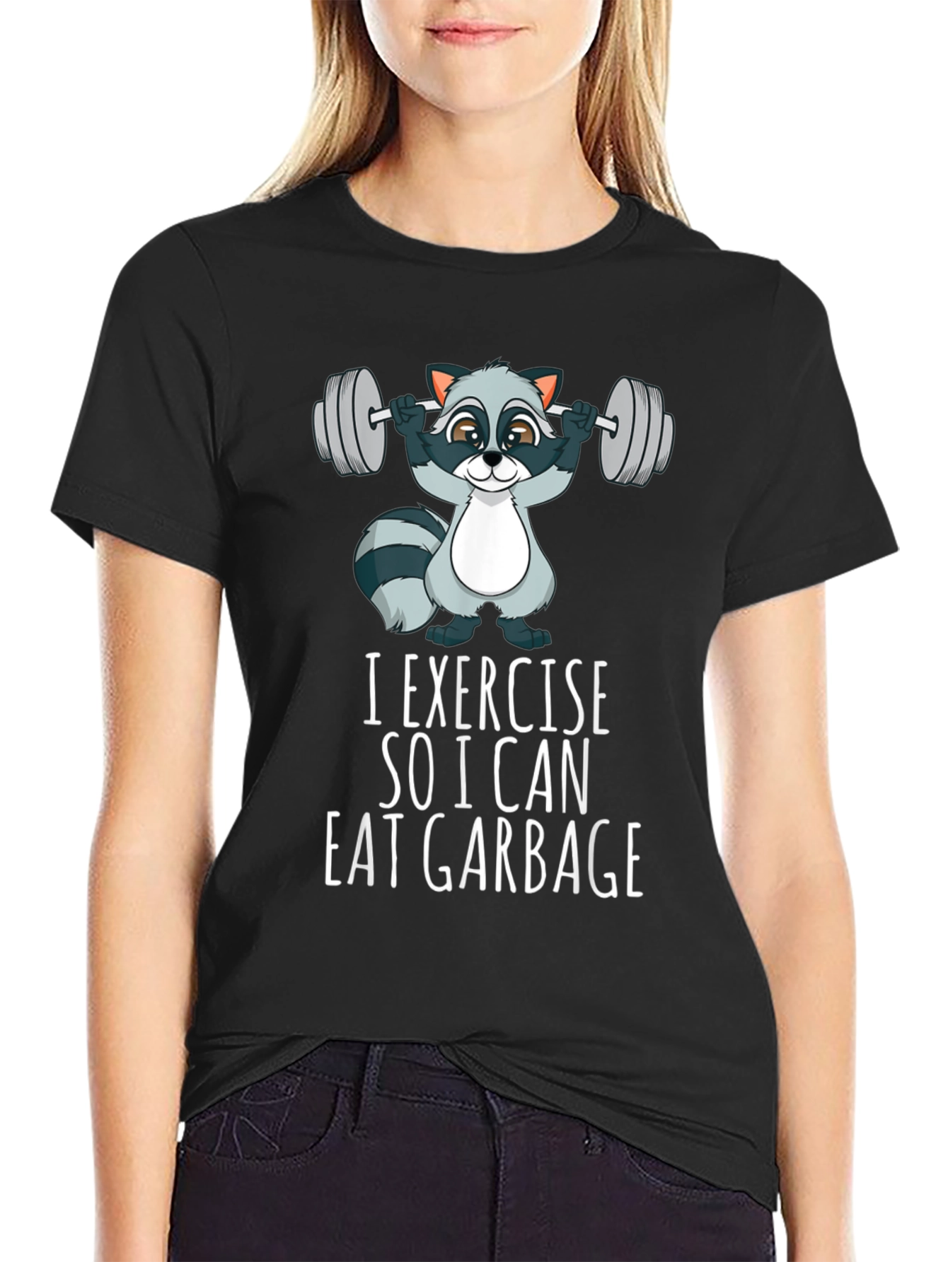 I Exercise to Eat Garbage T-Shirt Funny Workout Tee
