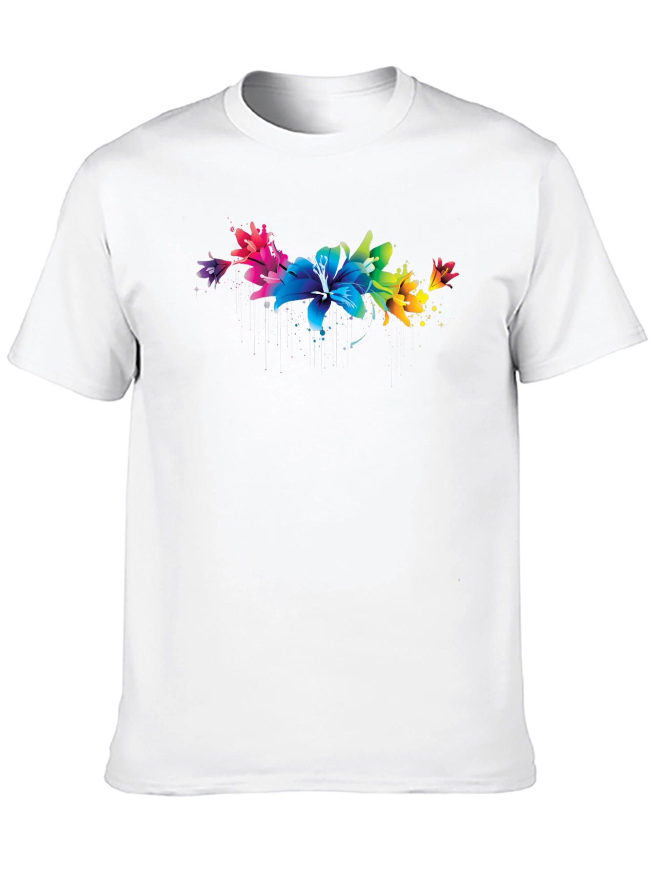 Rainbow Lily Graphic Print Black T-Shirt