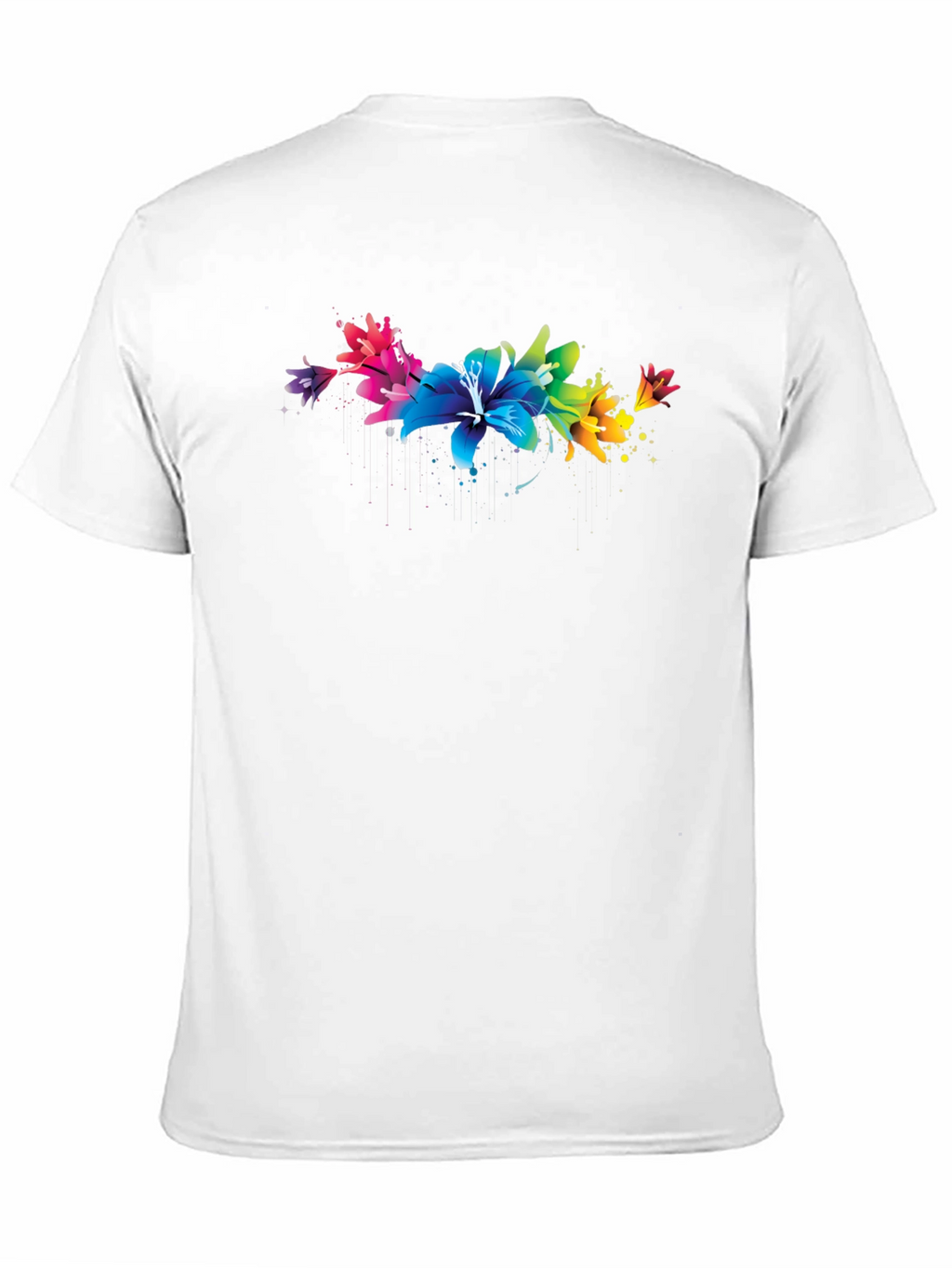 Rainbow Lily Graphic Print Black T-Shirt