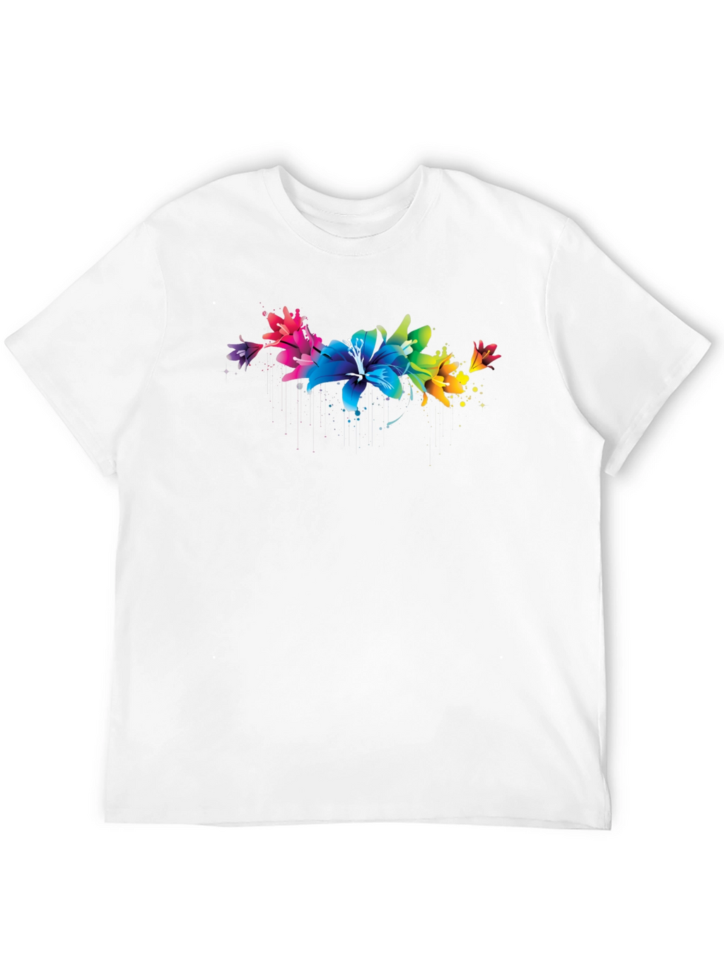 Rainbow Lily Graphic Print Black T-Shirt