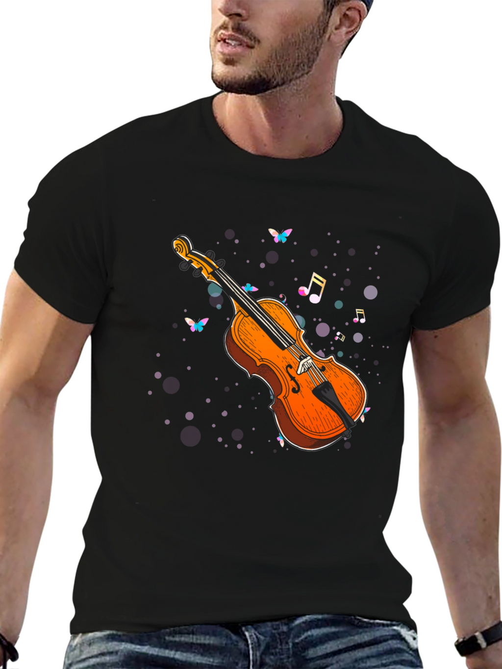 Violin Music Notes Graphic Tee