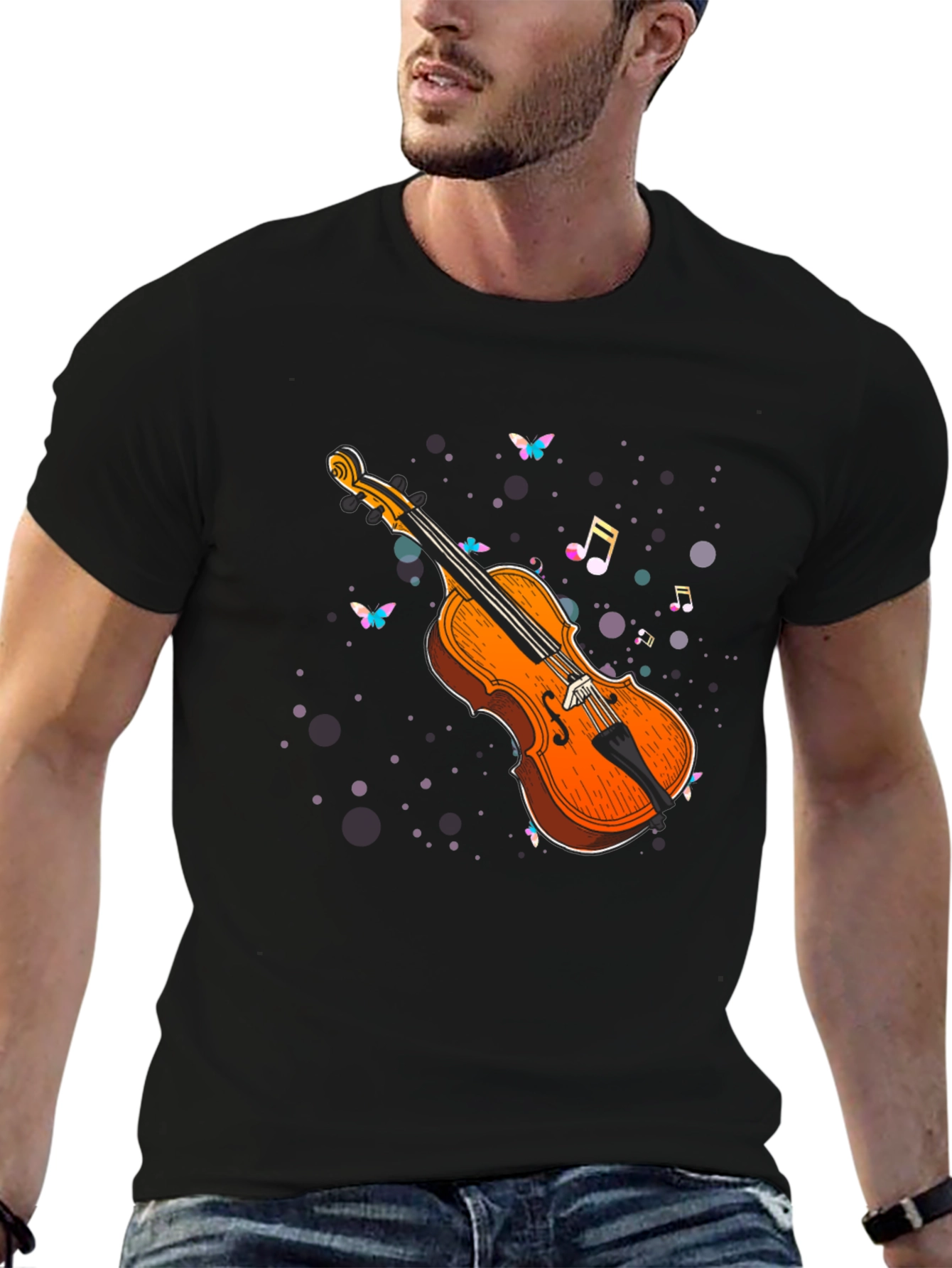 Violin Music Notes Graphic Tee