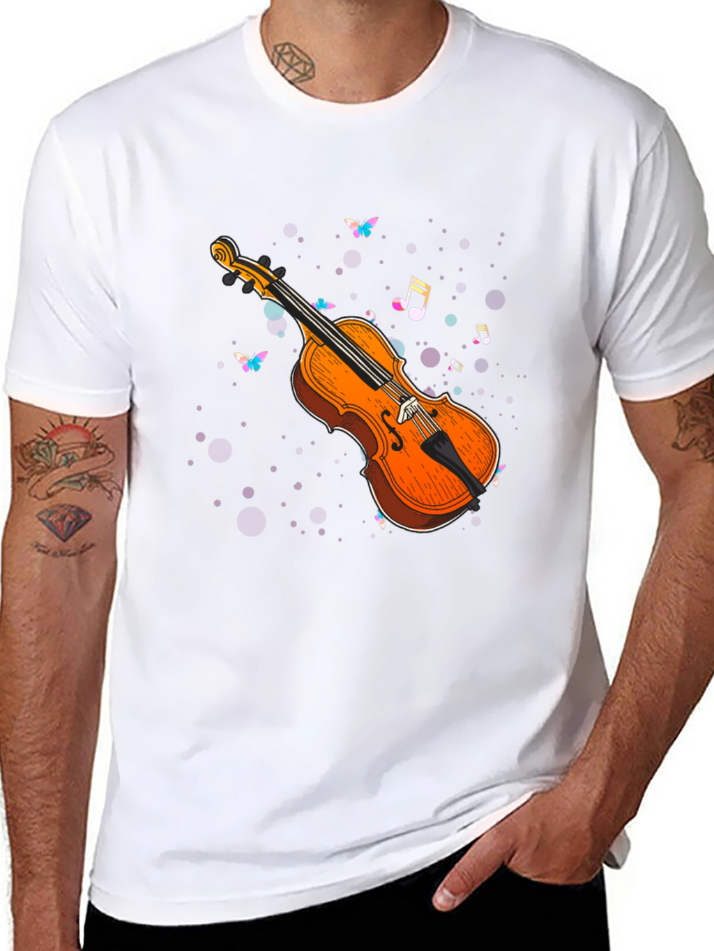 Violin Music Notes Graphic Tee